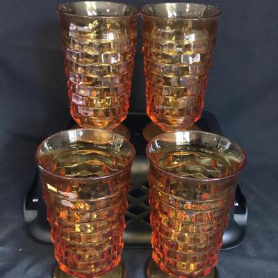 Set Of 4 Amber Glasses