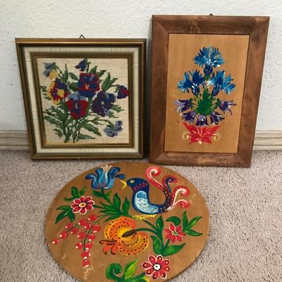Lot Of 3 Colorful Art Pieces