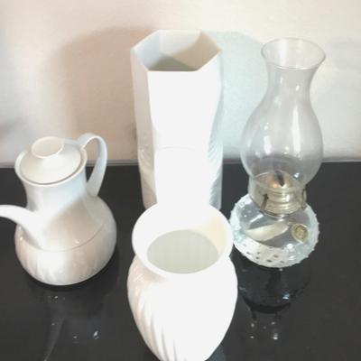Lot Of Ceramics And Vintage Oil Lamp