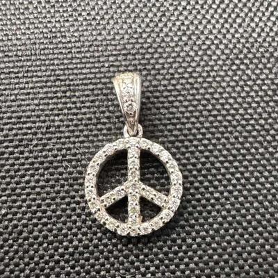 White Gold 18k Peace Pendant With Stones | 1.24g Total Weight