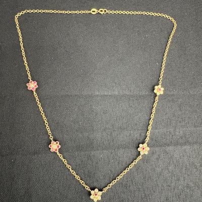 Yellow Gold 18k Necklace With Flowers | 11.99g Total Weight 