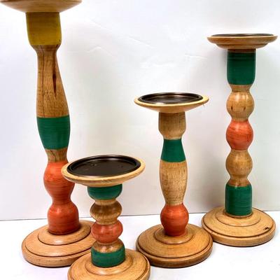“Hathaway” Wooden Candlestick Set