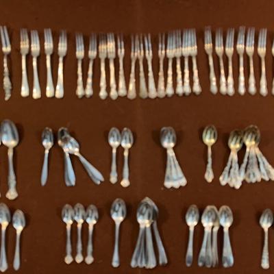 Antique Silverplated Teaspoons and Dessert Forks, 97 Pcs