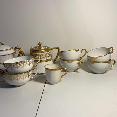 Limoges Tea Pot, Made In Occupied Japan Tea Cups, C. Ahrenfeldt Cups, Haviland Sugar Bowl