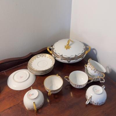Limoges Tureen JP Limoges 1812 & Consume Bowls And Plates 