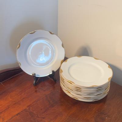 Gold And White Czeckzlovakia  Set Of Plates- 11-Hutschenreuther Selb