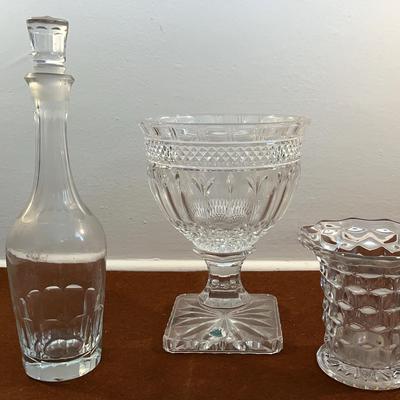 Vintage Shannon Crystal - Brandon Pattern Compote Dish, Fostoria Depression Glass Vase