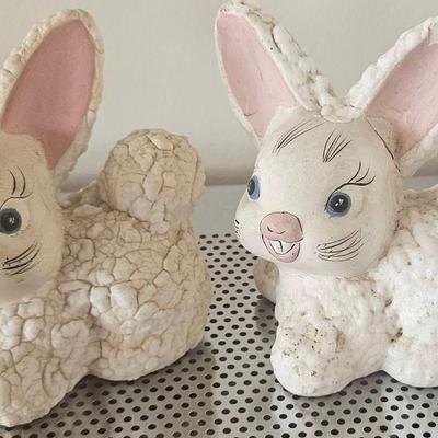 Vintage 1960 Handmade Rabbit Pair
