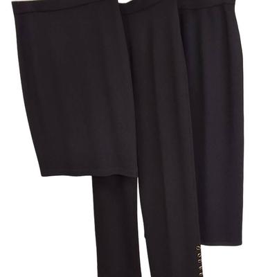 St. John Knit (Set Of 3) Pant, Skirt (Long), Skirt (Short) Set- BLACK-Size 2
