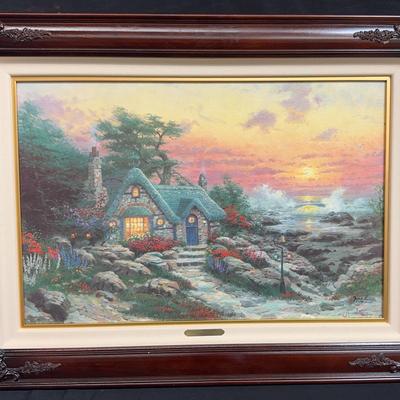 Kinkade Litho “Cottage By The Sea” 35 In X 26 In