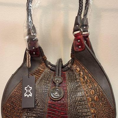 Earth Tones Textured Leather Purse New