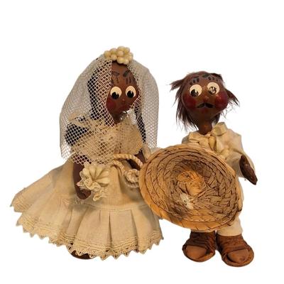Vintage Handmade Folk Art Wedding Dolls – Bride & Groom