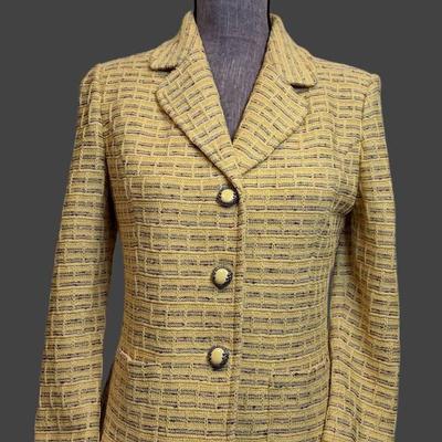 St. John Yellow Tweed Blazer Jacket - Size 6 