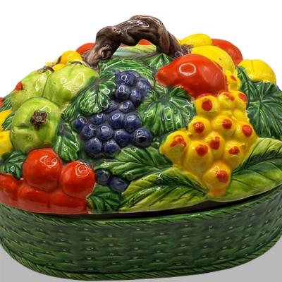 Vintage Cornucopia Majolica Soup? Tureen With Lid