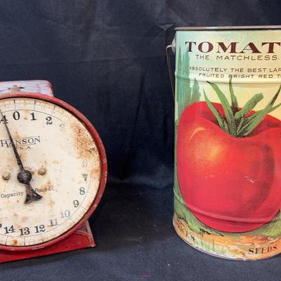 Vintage Scale / Tomato Seed Can 