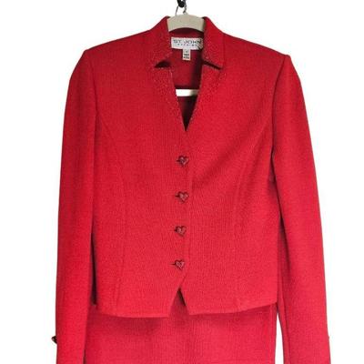 St. John Evening Red Skirt  Suit Size 4