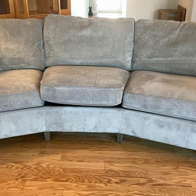 Grey Corduroy Angled Sofa By Norwalk Furniture