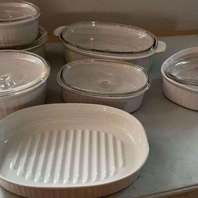 Set A White Corning Ware With Lids