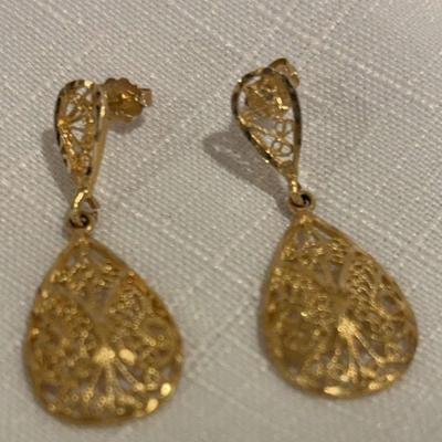 14 K Gold Filigree Earrings