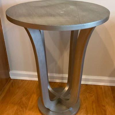 Round Silver Colored Side Table