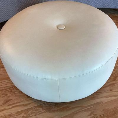 Cream Colored Ottoman, Possibly Leather