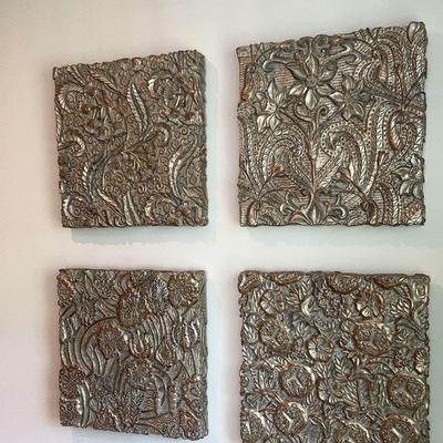 Four Piece Resin Floral Wall Decor