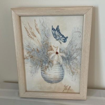 Signed Painting Of A Vase And Butterfly
