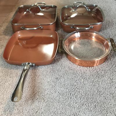 Lot of copper cookware. 