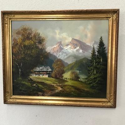 Oil Painting Swiss Mountains