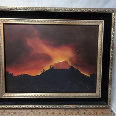 Religious Art - Cross on a Mountain