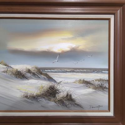 Oil On Canvas Beach Scene