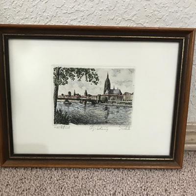 Lot Of 5 Pieces Of Art Work Featuring Churches 