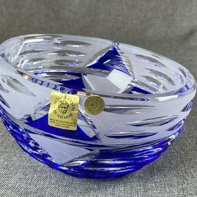 Caesar Crystal Bohemiae MIRAGE Standard Chestnut Bowl In Cobalt 
