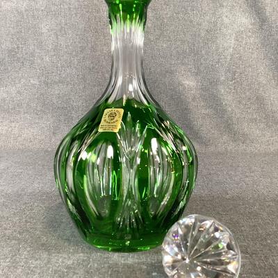 Caesar Crystal Bohemiae DANDELION Large Cognac Decanter In  Emerald