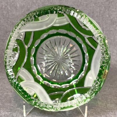 Caesar Crystal Bohemiae ALICE Large Cranberry Bowl By Fojtik In Emerald