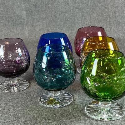Caesar Crystal Bohemiae Grapes Brandy Snifters Multi-Colored Set Of 6