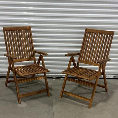 2 Teak Reclinable Outdoor Chairs