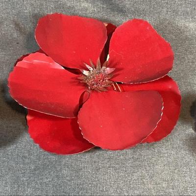 Outdoor Wall Art-Poppy Flowers Set Of 3-Welded Plate Steel