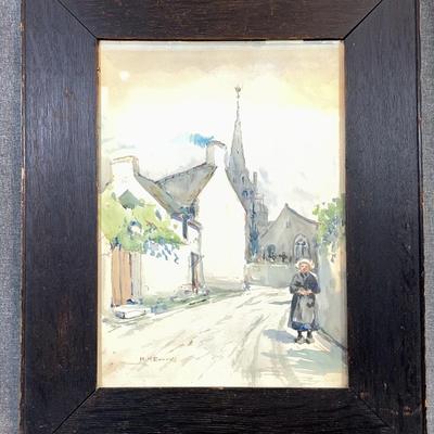 Dutch Church Village Scene Signed By Artist 