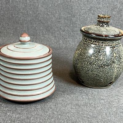 2 Ceramic Pots With Lids