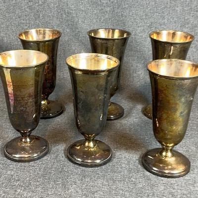 6 Silver Plate 7” Tall Goblets