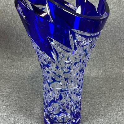 Caesar Crystal Bohemiae Neptune Grand Tower Vase In Cobalt