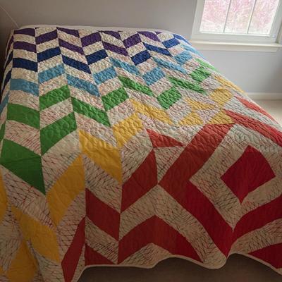 Rainbow Colored Handmade Quilt