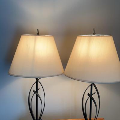 Pair Of Black Metal Lamps