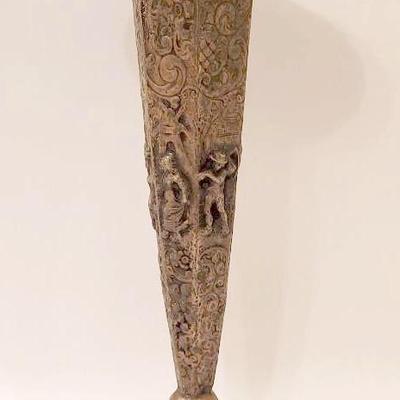 Antique Silverplate Dutch Repousse Trumpet Vase with Hallmarks