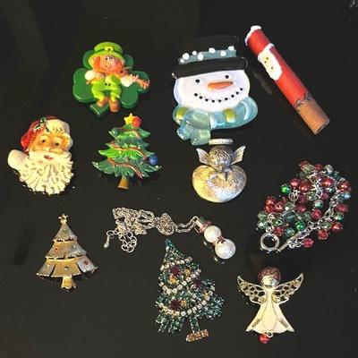 Holiday Brooches (9), Bracelet and Pendant Necklace 