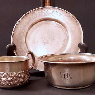David Henry Farny Sterling Commemorative Birth Bowl & Plate With Cup #3