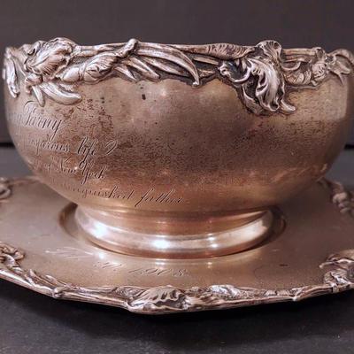 Daniel Henry Farny Commemorative Birth  Bowl And Plate, Sterling Silver