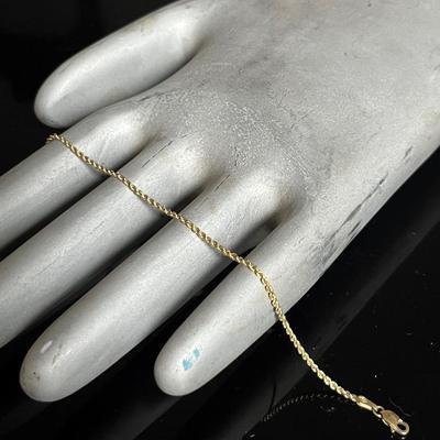 10K Yellow Gold Rope Chain Bracelet 