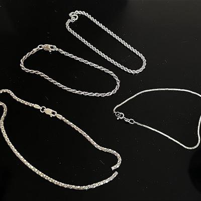 .925 Sterling Silver Chain Bracelets (4)